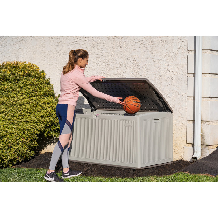 Suncast 160 Gallons Water Resistant Deck Box in Ellie Gray & Reviews
